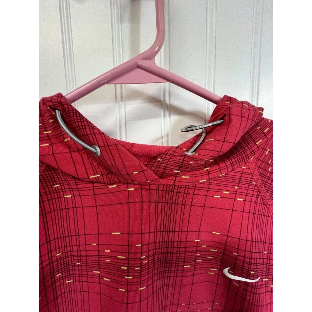 Womens Nike Dry Fit Hooded Pullover Athletic Jacket Hot pink Techno Print.Sz Med